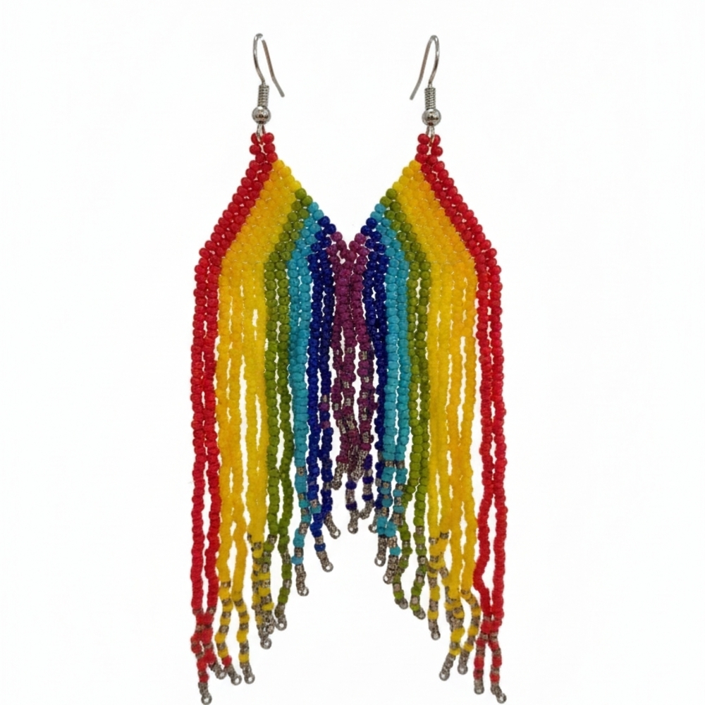 Handcrafted Pride Seed Bead Earrings